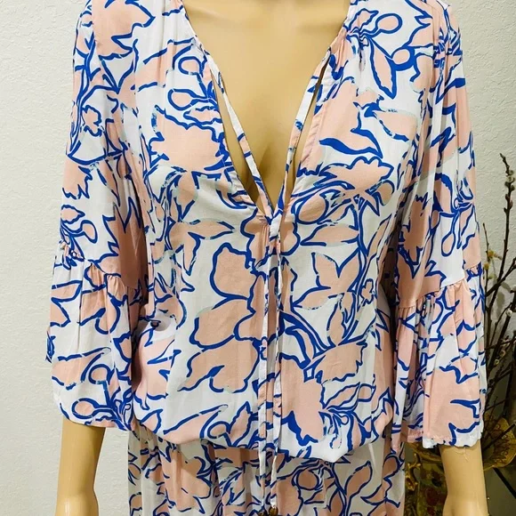 Maaji Blue and Pink Floral Swim Coverup - Picture 7 of 11